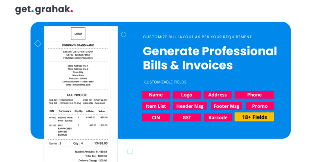 Generate Professional Bills & Invoices